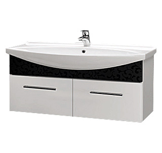 Тумба с раковиной Dreja Ornament 120 декор черный