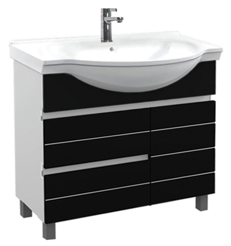 Тумба с раковиной Aquanet Доминика 90 черная