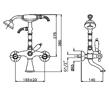 Смеситель Gattoni Vivaldi 12001GRV0 для ванны с душем