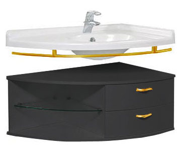 Тумба с раковиной De Aqua Трио  R фурнитура золото