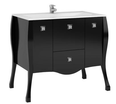 Тумба с раковиной Aquanet Мадонна 90 черная с кристаллами Swarovski