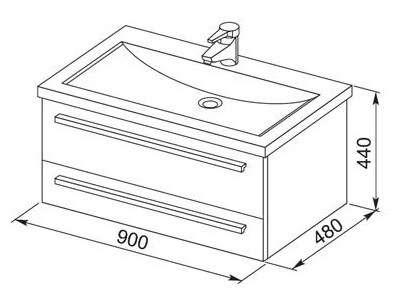 Тумба с раковиной Aquanet Нота 90 черная