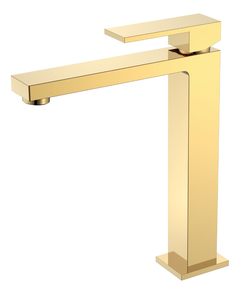 Смеситель для умывальника высокий Boheme Qubic Shine Gold 472-G