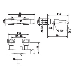 Смеситель Gessi Mimi 31113.031 для ванны с душем
