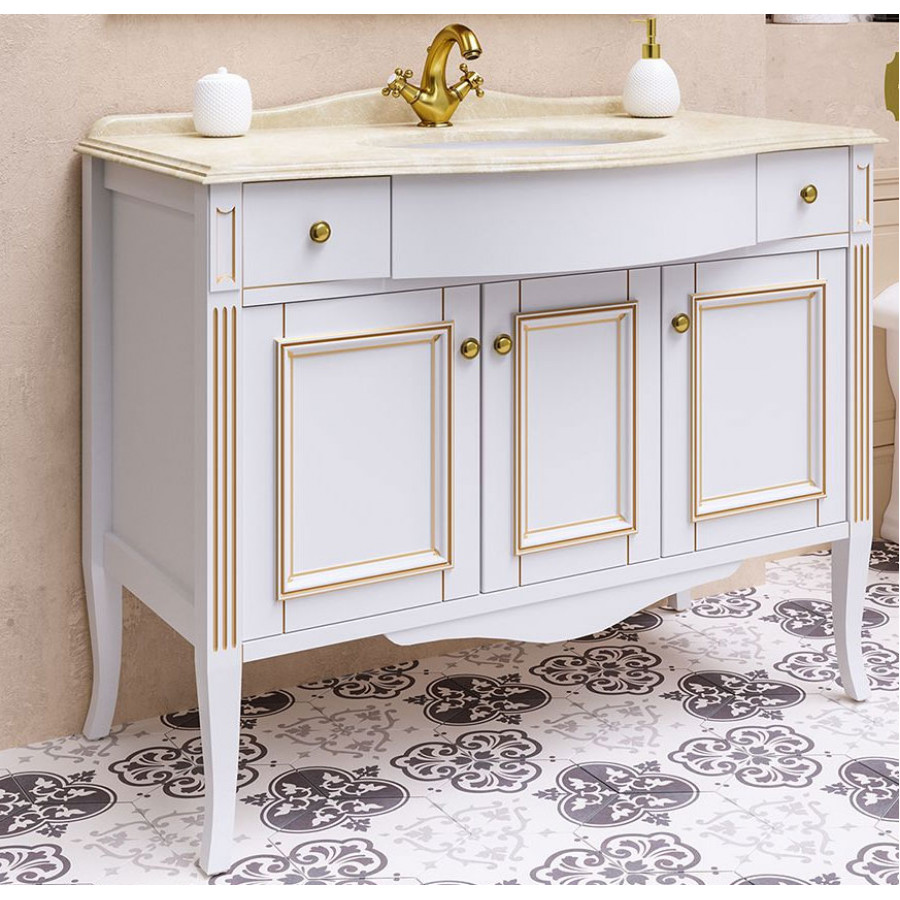 Тумба с раковиной Timo Aura 110 M-VR bianco/gold