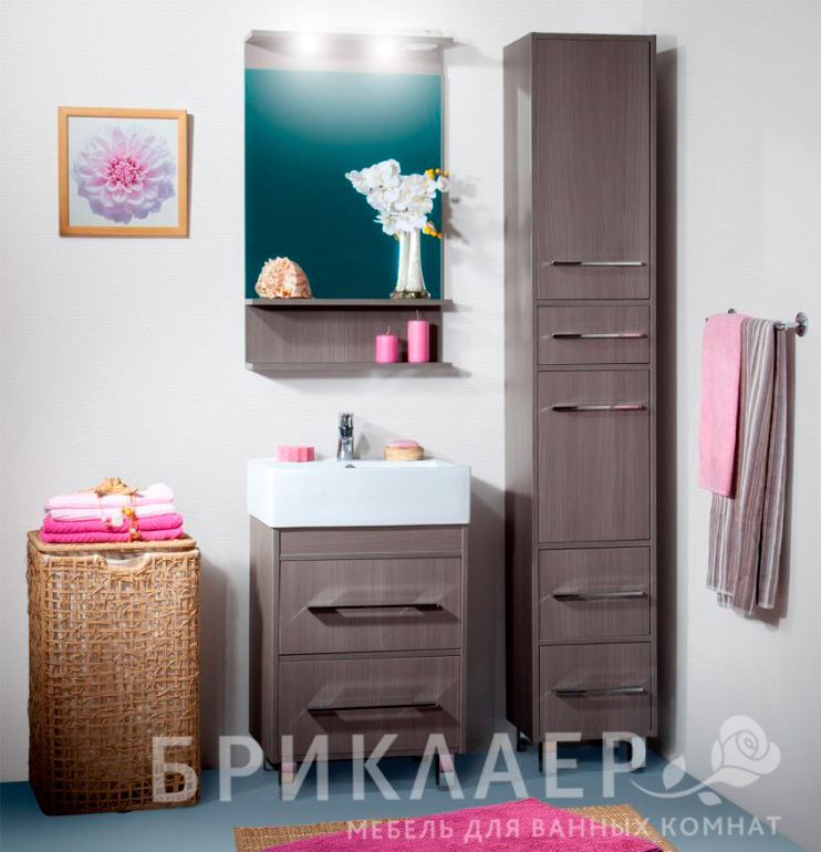 Мебель для ванной Бриклаер Чили 55 серая лиственница