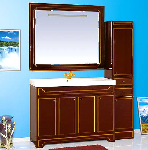 Мебель для ванной Misty Praga 120 бордо патина