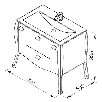 Тумба с раковиной Aquanet Мадонна 90 эбен с кристаллами Swarovski