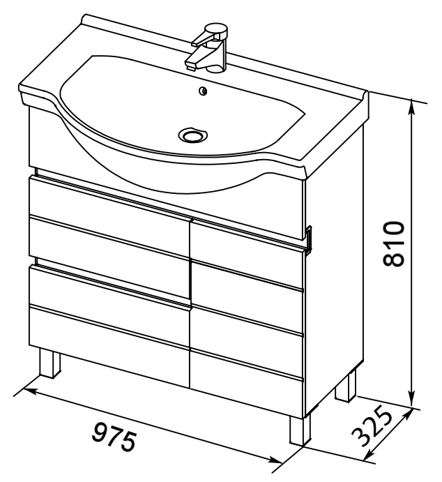 Тумба с раковиной Aquanet Доминика 100 белая