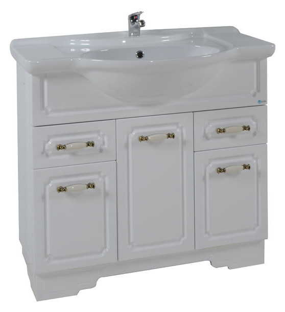 Тумба с раковиной ASB-Mebel Астра нсв декор 85 белая