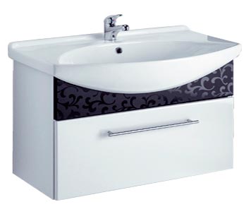 Тумба с раковиной Dreja Ornament 105 декор черный