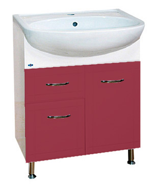 Тумба с раковиной Misty Уют 60 с 1 ящиком бордо