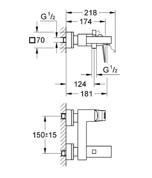 Смеситель Grohe Eurocube 23140000 для ванны с душем