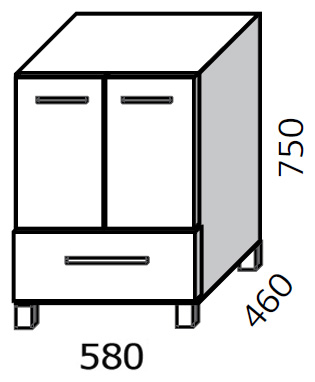 Тумба с раковиной Cezar Unicus 60 черная нижний ящик