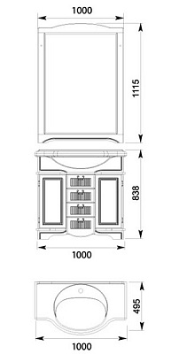 Зеркало Aquanet Луис 100 темный орех