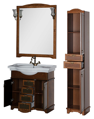 Тумба с раковиной Aquanet Луис 90 NEW темный орех