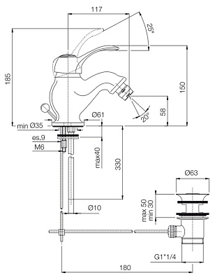 Смеситель Fima Carlo Frattini Lamp F3302CR для биде