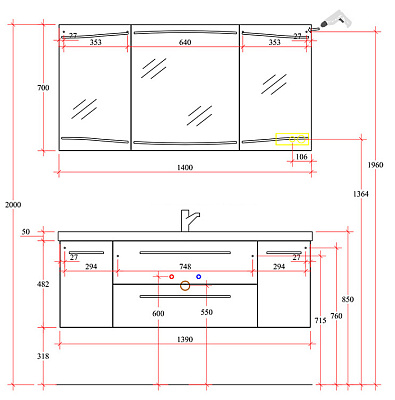 Тумба с раковиной Pelipal Cassca 140 графит структура