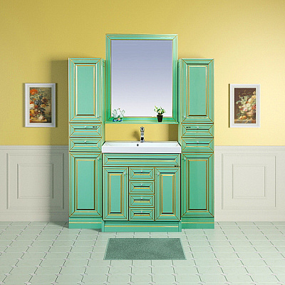 Тумба с раковиной Misty Vena 75 салатовая патина