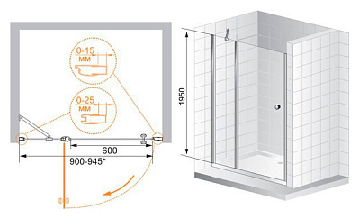 Душевая дверь в нишу Cezares Triumph B12 90 C Cr