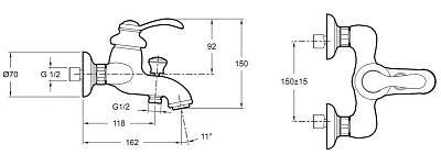 Смеситель Jacob Delafon Fairfax E71090-CP для ванны с душем