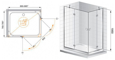 Душевой уголок Cezares Verona AH2 120/100 C Cr
