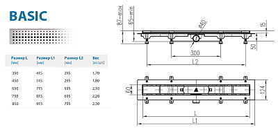 Водоотводящий желоб ALPEN Basic ALP-450BN с рамкой