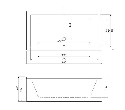 Акриловая ванна CEZARES Plane 190x90