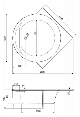 Акриловая ванна CEZARES FI Corner 160x160