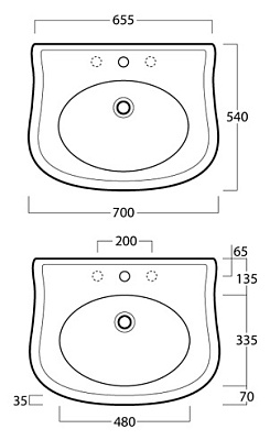 Тумба с раковиной Simas Lante LAM70 черный глянцевый