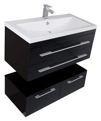 Тумба с раковиной Aquanet Нота 90 черная