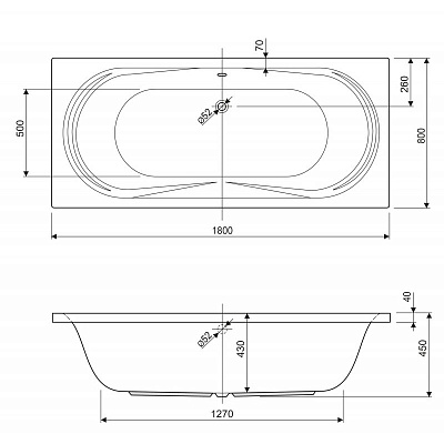 Акриловая ванна CEZARES Amalfi 180x80