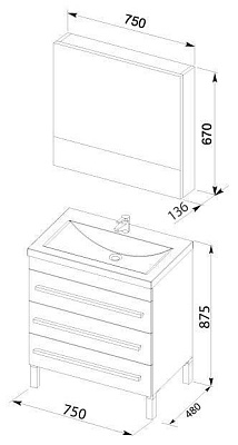 Тумба с раковиной Aquanet Верона 75 белая