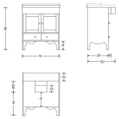Тумба с раковиной Eban Federica 75 белая