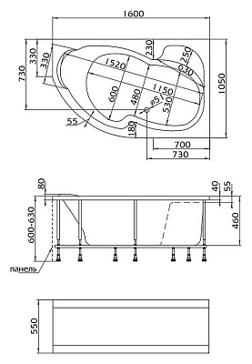 Акриловая ванна 1MarKa Aura 160x105 R