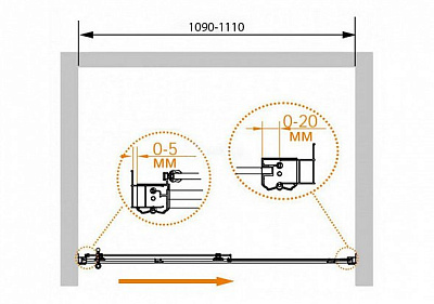 Душевая дверь в нишу Cezares RETRO-BF-1-110-PP-Cr