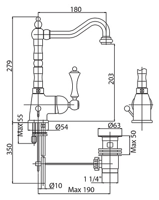 Смеситель Cezares Margot MARGOT-LSM2-03/24-Bi для раковины