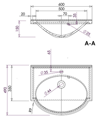 Тумба с раковиной Aquanet Лайн 60