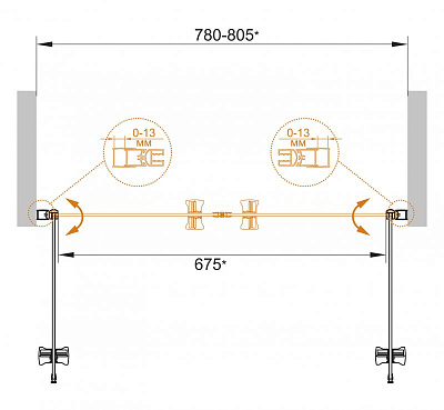 Душевая дверь в нишу Cezares Eco O B2 80 C Cr