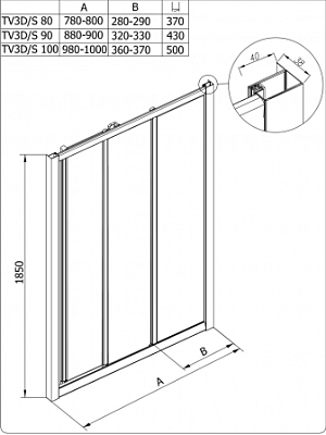 Душевая дверь Kolpa San Luna TV3D\S 100
