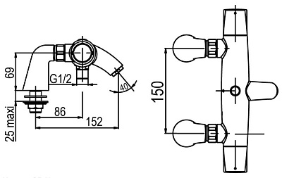 Смеситель Jacob Delafon Elevation E18875-CP для ванны с душем