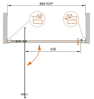 Душевая дверь в нишу Cezares Eco O BA 1 90 P Cr