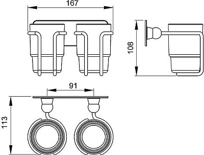 Стакан для зубных щеток двойной Timo Nelson 160032/02 антик
