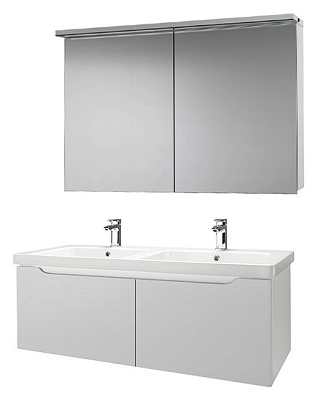 Тумба с раковиной Dreja Color 125 2 ящика белый глянец