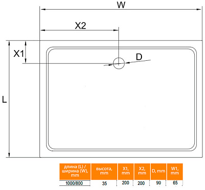 Поддон для душа Cezares SMC AH 100x80 см