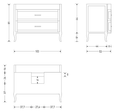 Тумба с раковиной Eban Rachele 105 орех