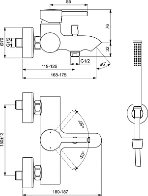 Смеситель для ванны с душем Ideal Standard Ceraline BC270XG