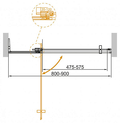 Душевая дверь в нишу Cezares SLIDER-B-1-80/90-C-Cr