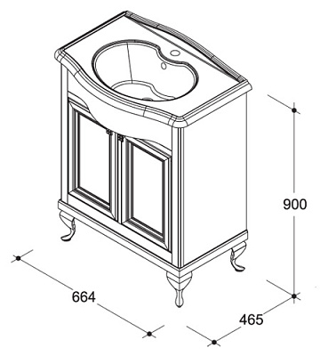 Тумба с раковиной Caprigo Порто 70 NOCE SCURO