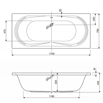 Акриловая ванна CEZARES Amalfi 170x75